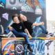 Brothers having fun during a family portrait session in downtown town Santa Ana Art District