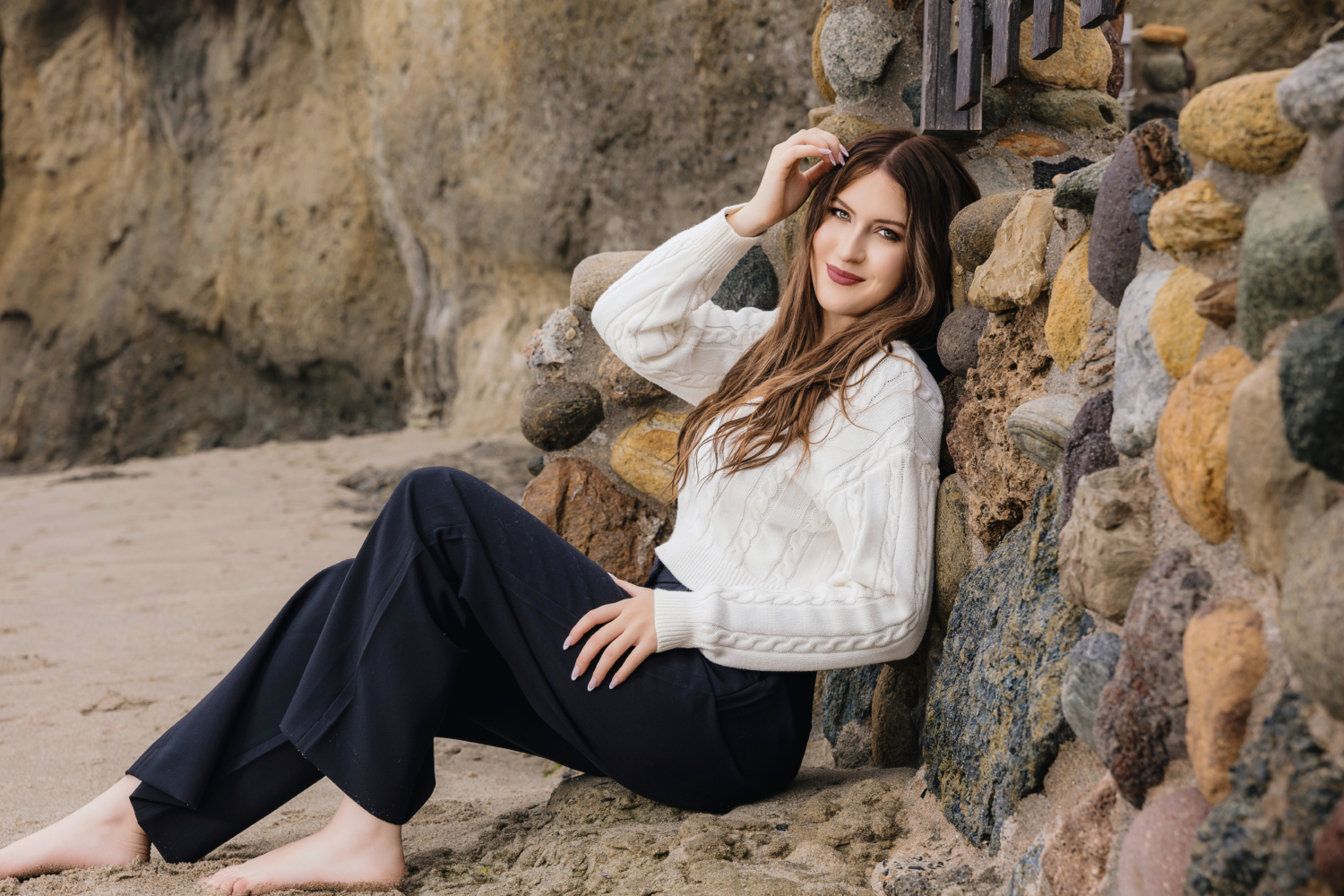 Senior photo session in Orange County VIctoria Beach. Modern Beach Photos. Edgy senior Beach photos. Relaxed posses. 