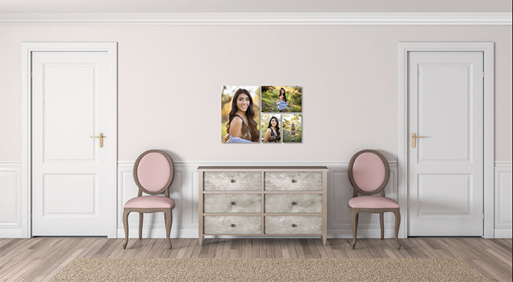 Senior portraits beautifully displayed on the wall, turning cherished memories into timeless artwork. A perfect way to celebrate this milestone and keep these special moments close!